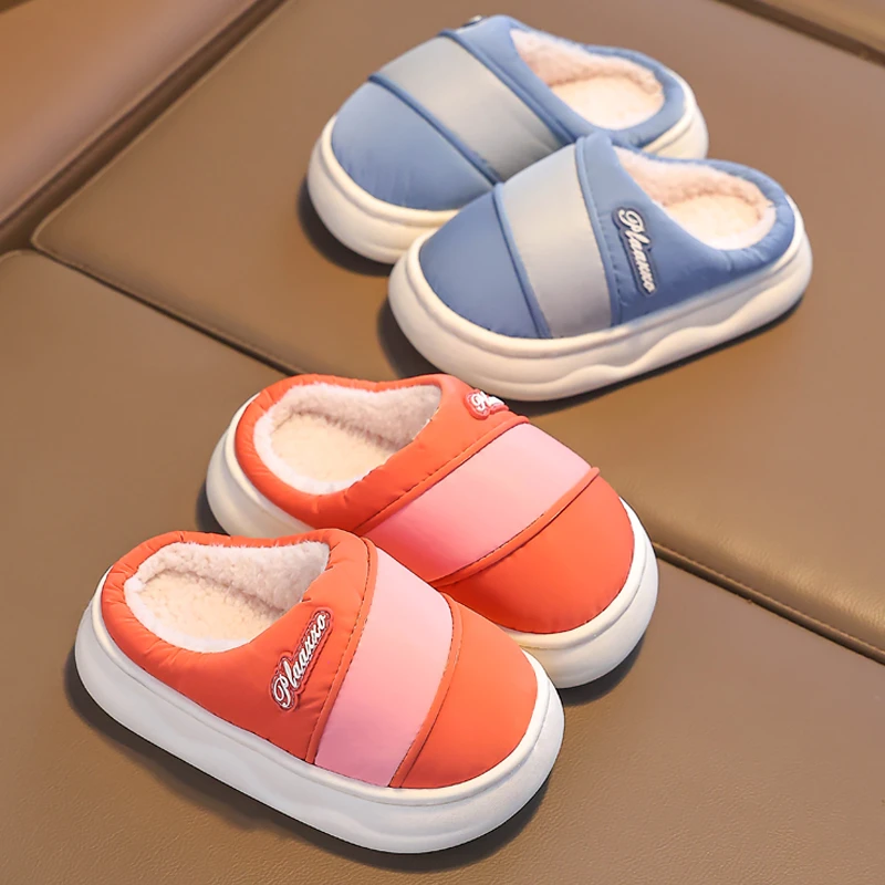 儿童棉拖鞋秋冬防水外穿男童女童保暖防滑居家中大童宝宝加绒棉鞋