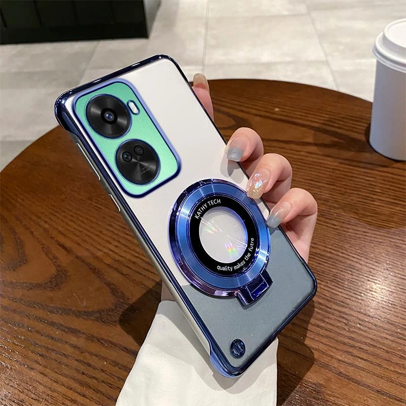 华为nova11SE手机壳高级感无边框保护套时尚电镀超薄磁吸支架透明