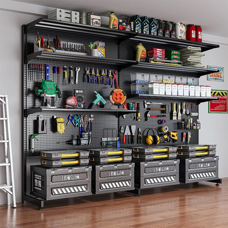 洞洞板置物架落地立式五金工具收纳架运动装备金属免打孔家用