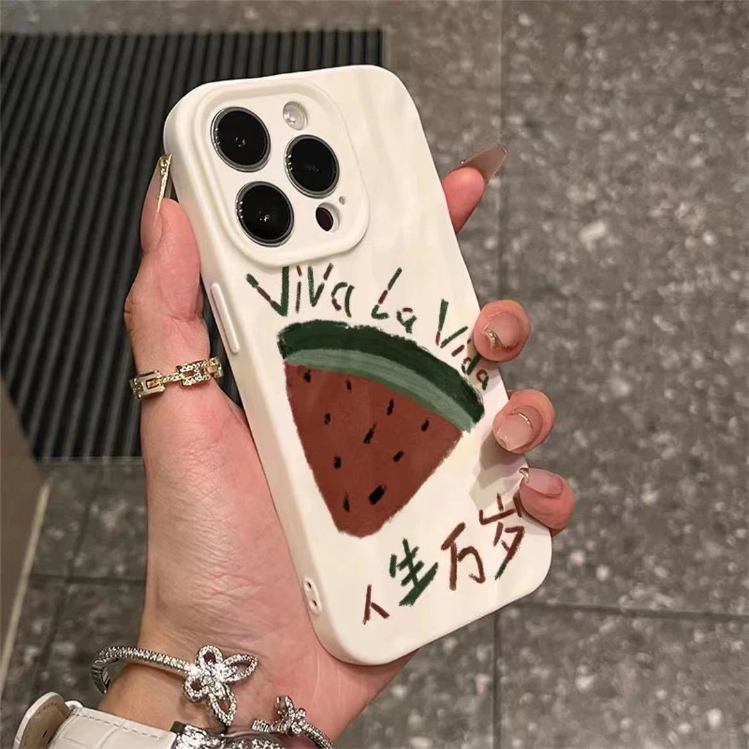 潮牌人生万岁苹果13手机壳iphone15Pro/14ProMax褶皱软壳防摔可爱