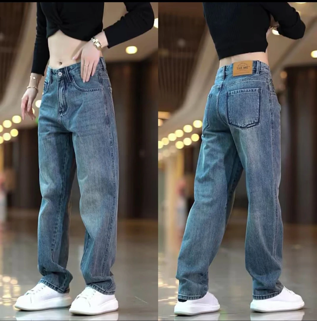秋季新款美式高街潮流直筒牛仔裤男潮流复古水洗宽松百搭阔腿长裤