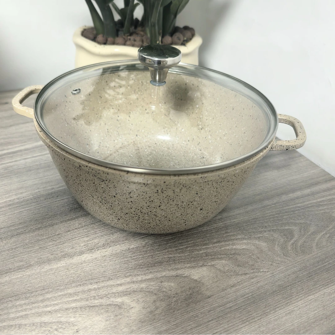 【外贸高货】24cm花岗岩灰色汤锅带盖高颜值不粘锅家用加厚不挑灶