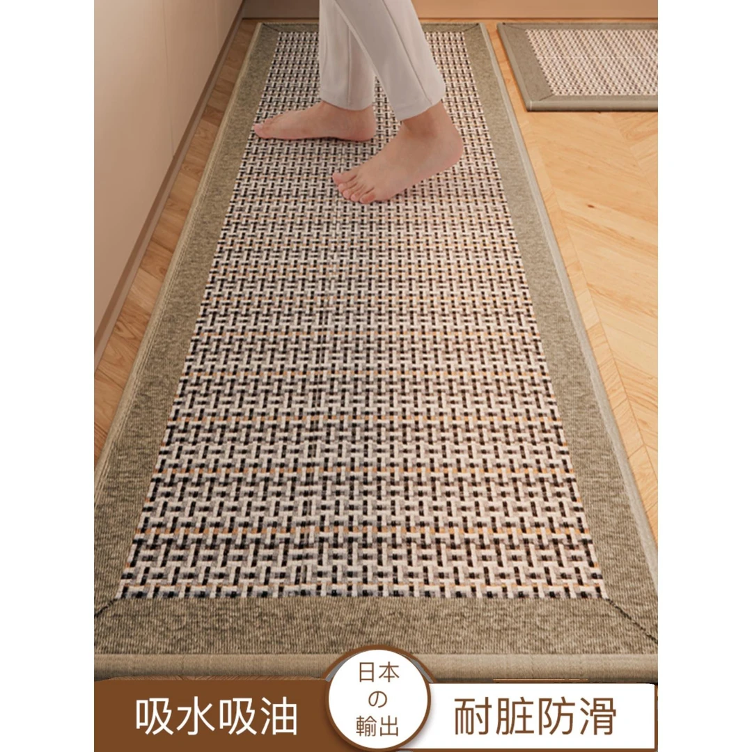 日式クロゲイ厨房地垫防滑防油可擦免洗耐脏脚垫进门门口地毯家用
