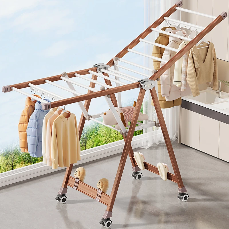 晾衣杆阳台专用晾衣架落地式挂衣架室外晒衣架折叠两用晾晒被子