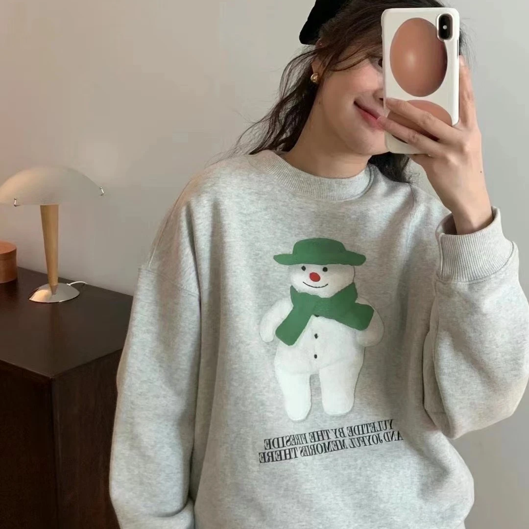 小玉推荐  绿色小雪人套头卫衣