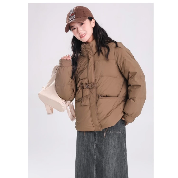 羽绒服女款短款2024年秋冬新款休闲立领宽松时尚小个子保暖外套爆