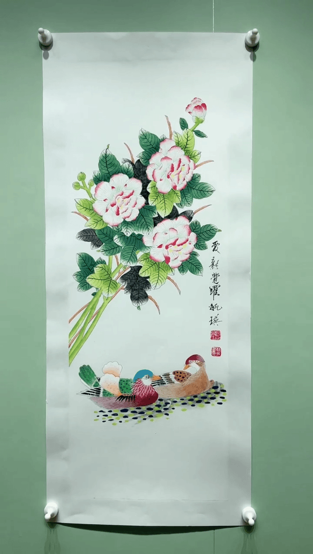 【闪购商品】书法爱新觉罗毓瑛工笔花鸟-44*102