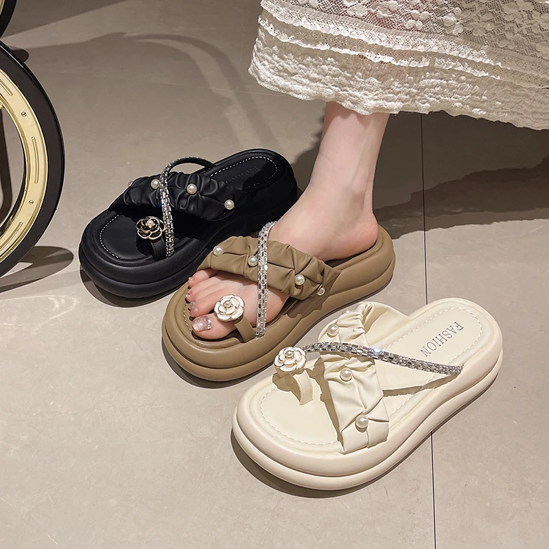 【淘蜜琳】小香风厚底拖鞋女夏外穿2025新款法式仙女套趾沙滩凉拖鞋