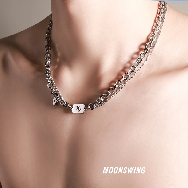 钛钢项链 十二星座项链男女百搭ins小众设计高级感轻奢拼接锁骨链