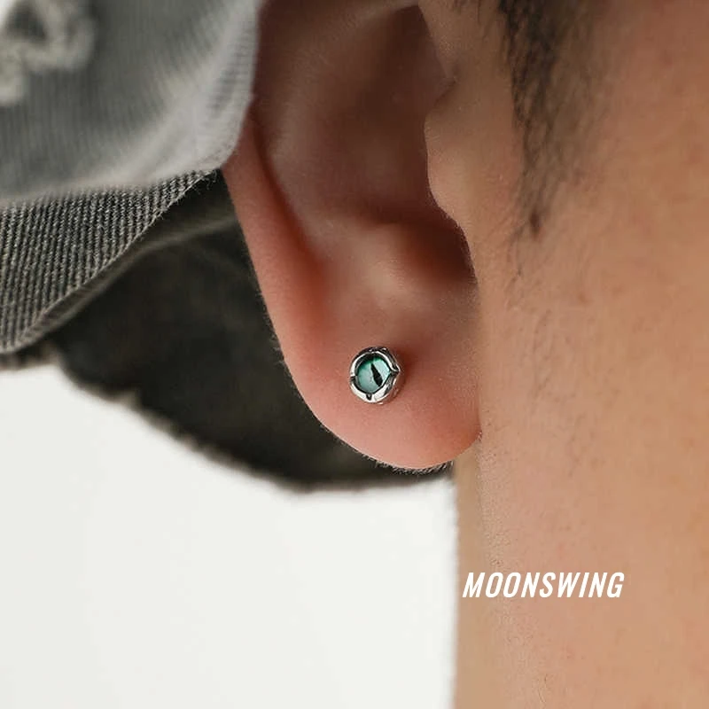 合金耳饰 【瞳兽魅影】耳钉男女蓝色ins风复古冷淡风高级设计感耳环