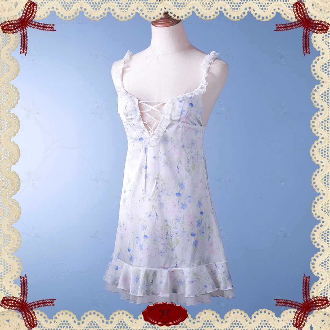 Pensee•椿野|纯欲性感印花睡裙