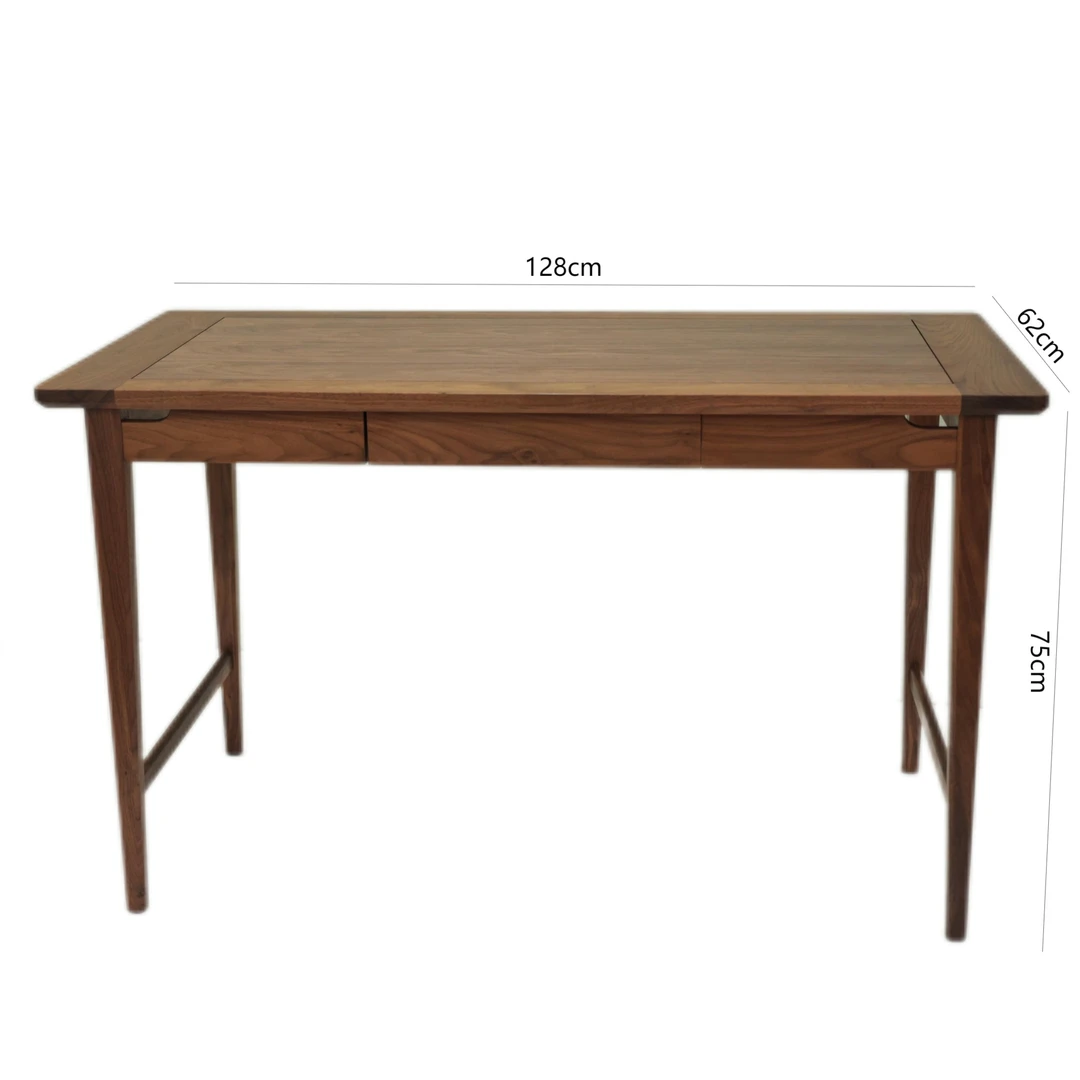 现代北美黑胡桃木书桌带抽屉全实木功夫茶桌家用电脑桌办公长方桌