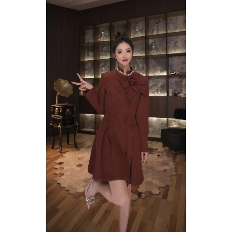 六爻定制 气质新款重工设计师高级感时尚显瘦法式连衣裙61099