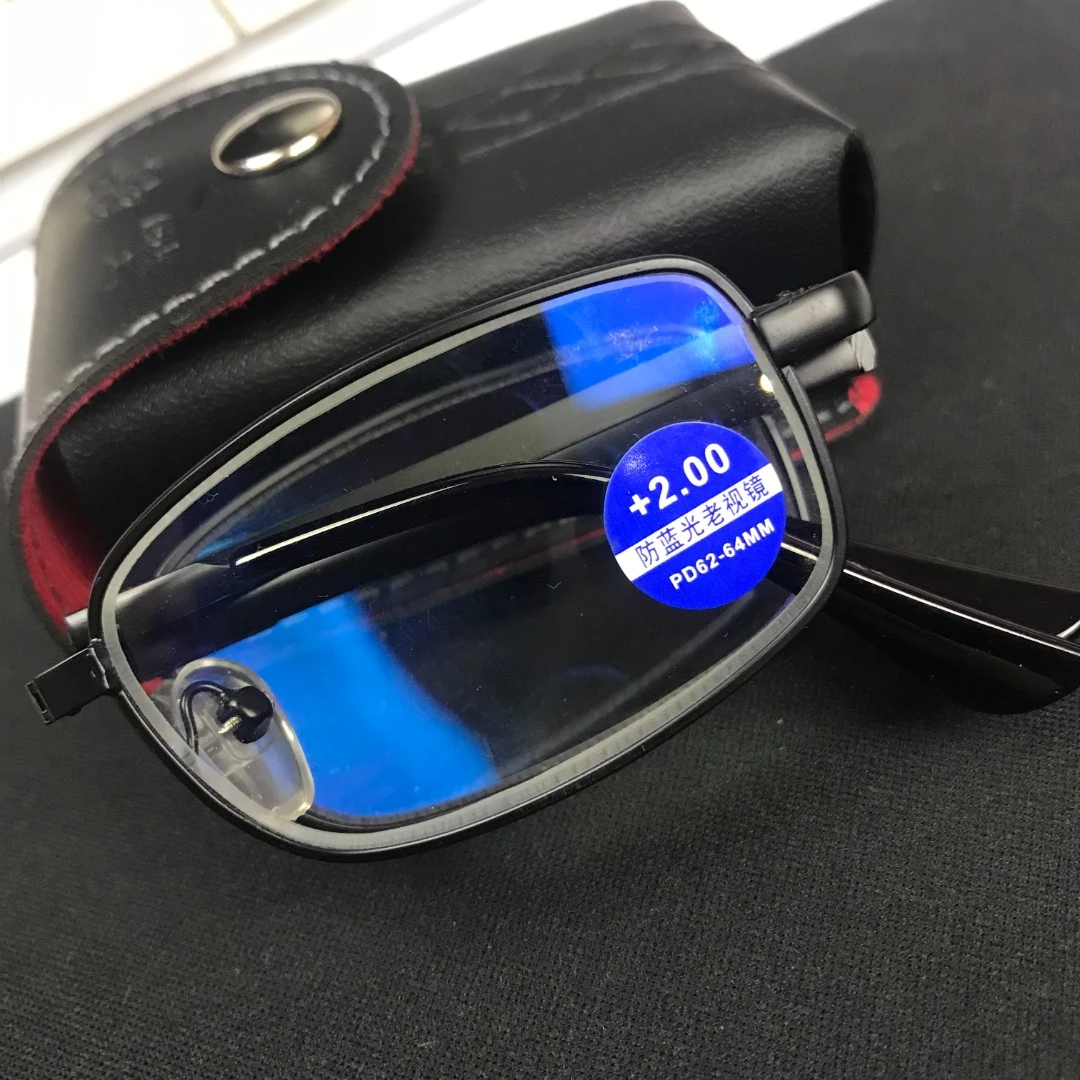 水晶玻璃高清折叠老花镜男防刮耐磨防蓝光防辐射抗疲劳护目眼镜
