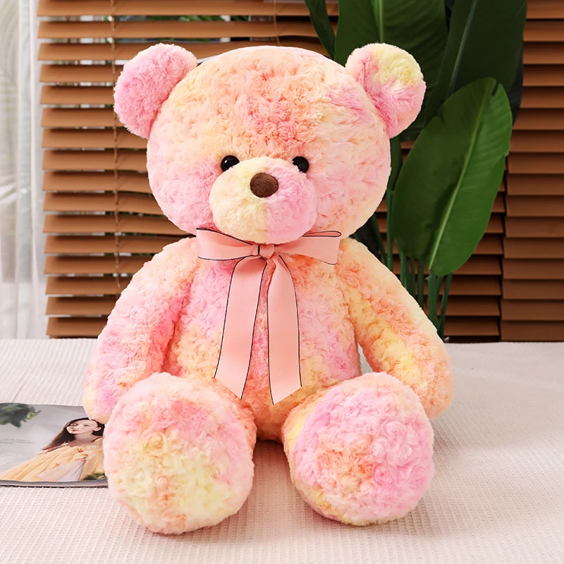 炫彩玫瑰熊泰迪熊公仔毛绒玩具粉色小熊大号玩偶儿童生日礼物女