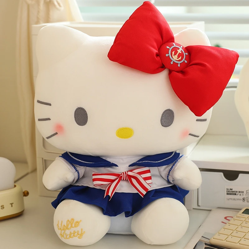 正版HelloKitty公仔情侣海军KT玩偶猫咪娃娃毛绒玩具抱枕生日礼物