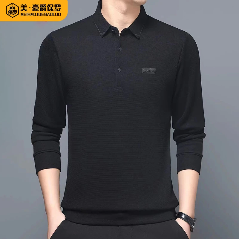 美·豪爵保罗冬季新商务休闲加绒加厚男士长袖Polo衫HJ-A63815