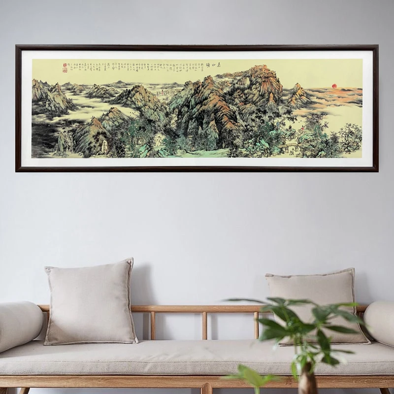 271-55*155泰山颂装饰画实木框办公室玄关书房茶室客厅挂画松弛感