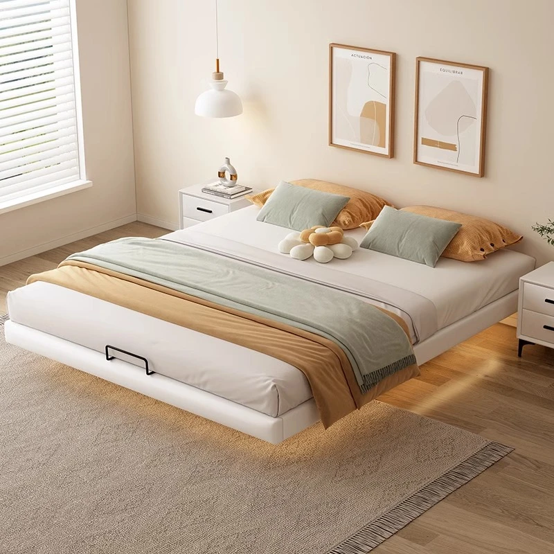 1落地榻榻米床家用悬浮床轻奢板式简约大床主卧北欧双人床矮床