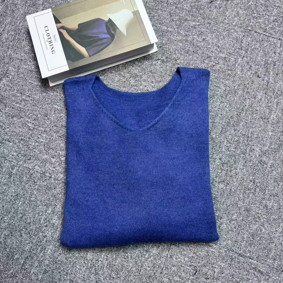 1118鸡心领纯色超柔603款毛衣时尚百搭气质减龄洋气显瘦休闲简约