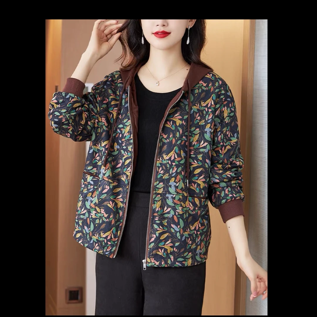 81832 森林公园连帽外套时尚百搭气质减龄洋气显瘦休闲女士外套