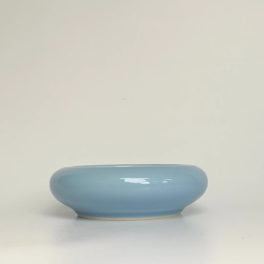 清乾隆・天蓝釉镗锣洗【古董】X20240923534