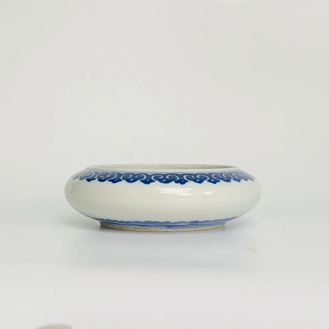 清康熙・青花缠枝莲纹镗锣洗【古董】X20240923588