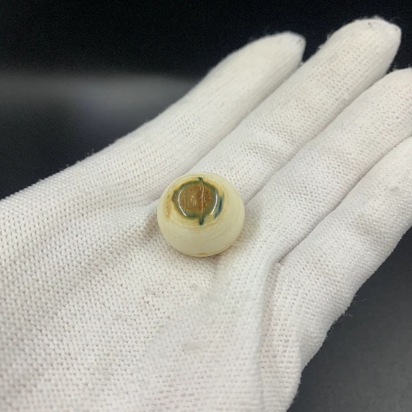 A9057天然猛犸牙蓝眼圆珠 支持鉴定 假一罚四