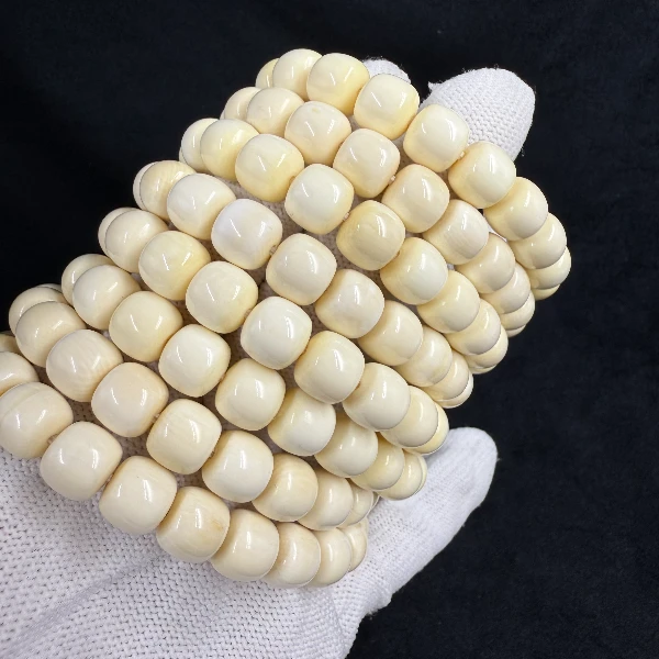 P7485天然猛犸牙精品手串支持鉴定 假一罚四