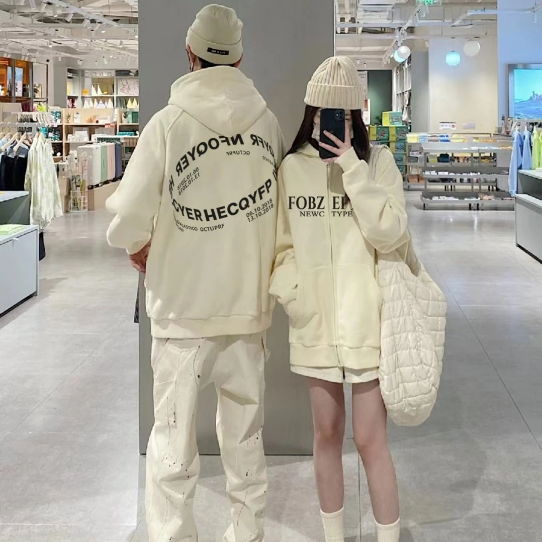 美式高街ins宽松拉链外套复古百搭常规加绒oversize情侣同款F84#