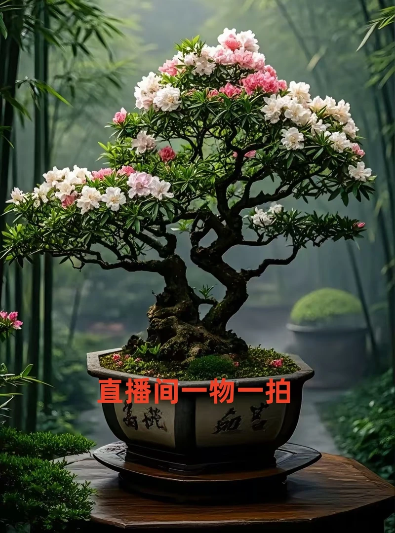 直播间一物一拍杜鹃盆景映山红映山紫下山熟桩春季盆景桩