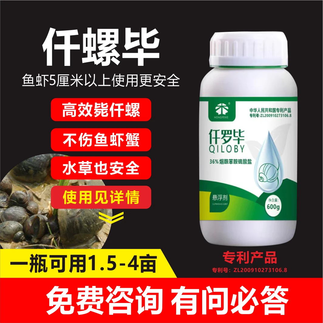仟罗毕36%烟酰苯胺灭螺快速消灭福寿螺对鱼虾鳝鱼有效水质调节剂