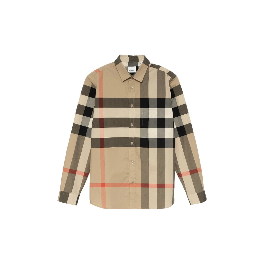 Burberry博柏利 棕色大格纹经典男士衬衫/8071445