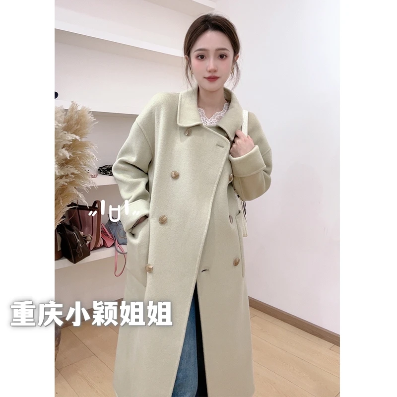 [100%纯羊毛]初冬韩系穿搭全毛羊毛双面大衣