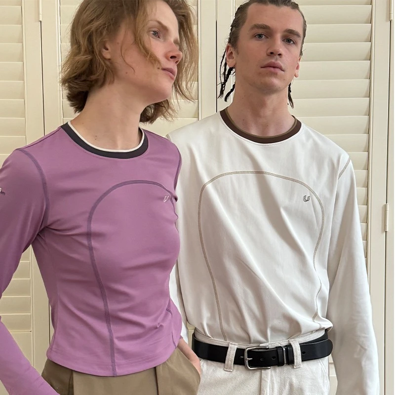 UMAMIISM有茂密声 24AW复古线条感索罗娜吸湿防晒弹力运动长袖T恤