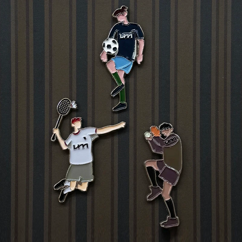 有茂密声 24AW 金属原创手绘运动人物图案定制周边配饰