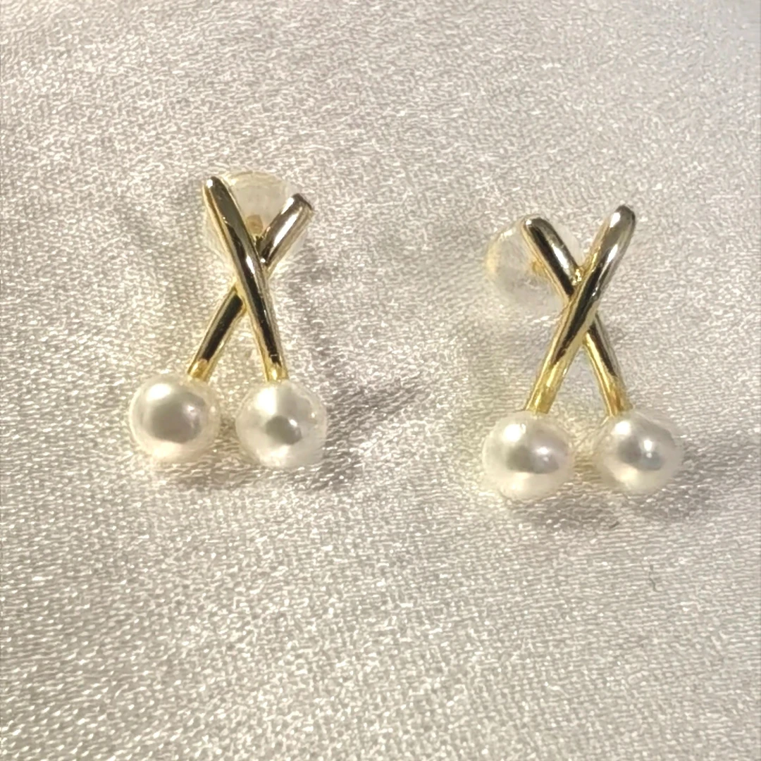 天然淡水珍珠耳饰 铜注金强保色电镀防过敏（非基地发货）