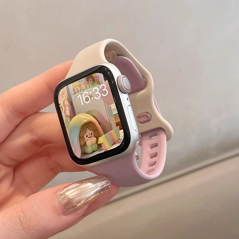 拼色适用oppo watch32手表带硅胶3/4pro小蛮腰细款se男女运动显白