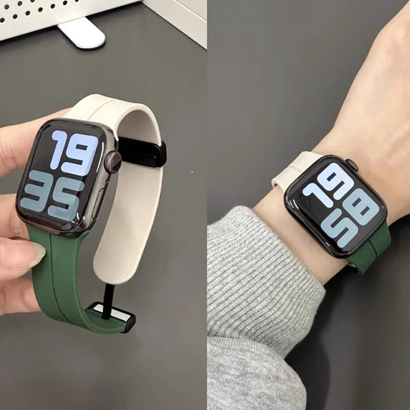 拼色磁吸扣适用oppo watch3/2/4pro手表带硅胶运动新款se男女高级