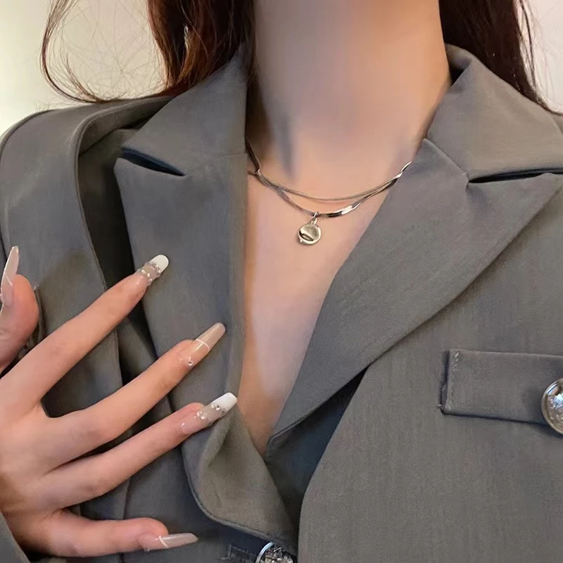 钛钢项链 百搭小众简约锁骨链ins冷淡风项链气质素款叠戴蛇骨链