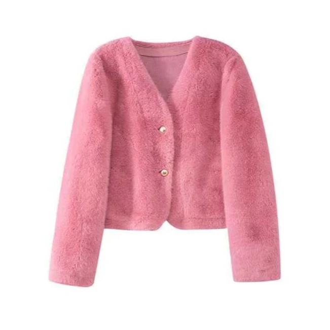 金标环A草草时尚气质网红款毛毛外套