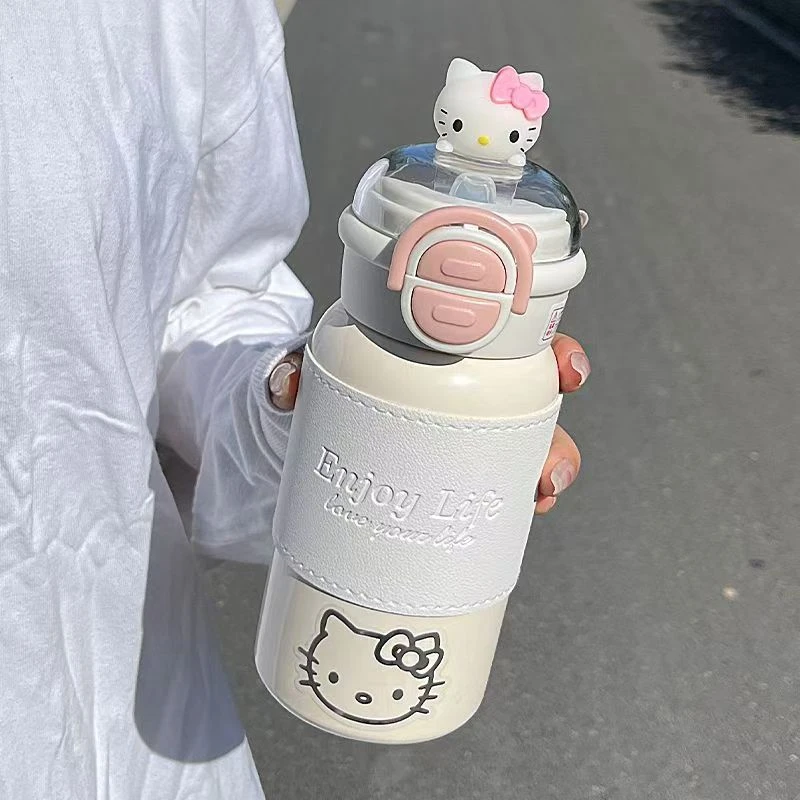 新款保温杯不锈钢水杯女高颜值学生可爱双饮吸管杯大容量便携简约