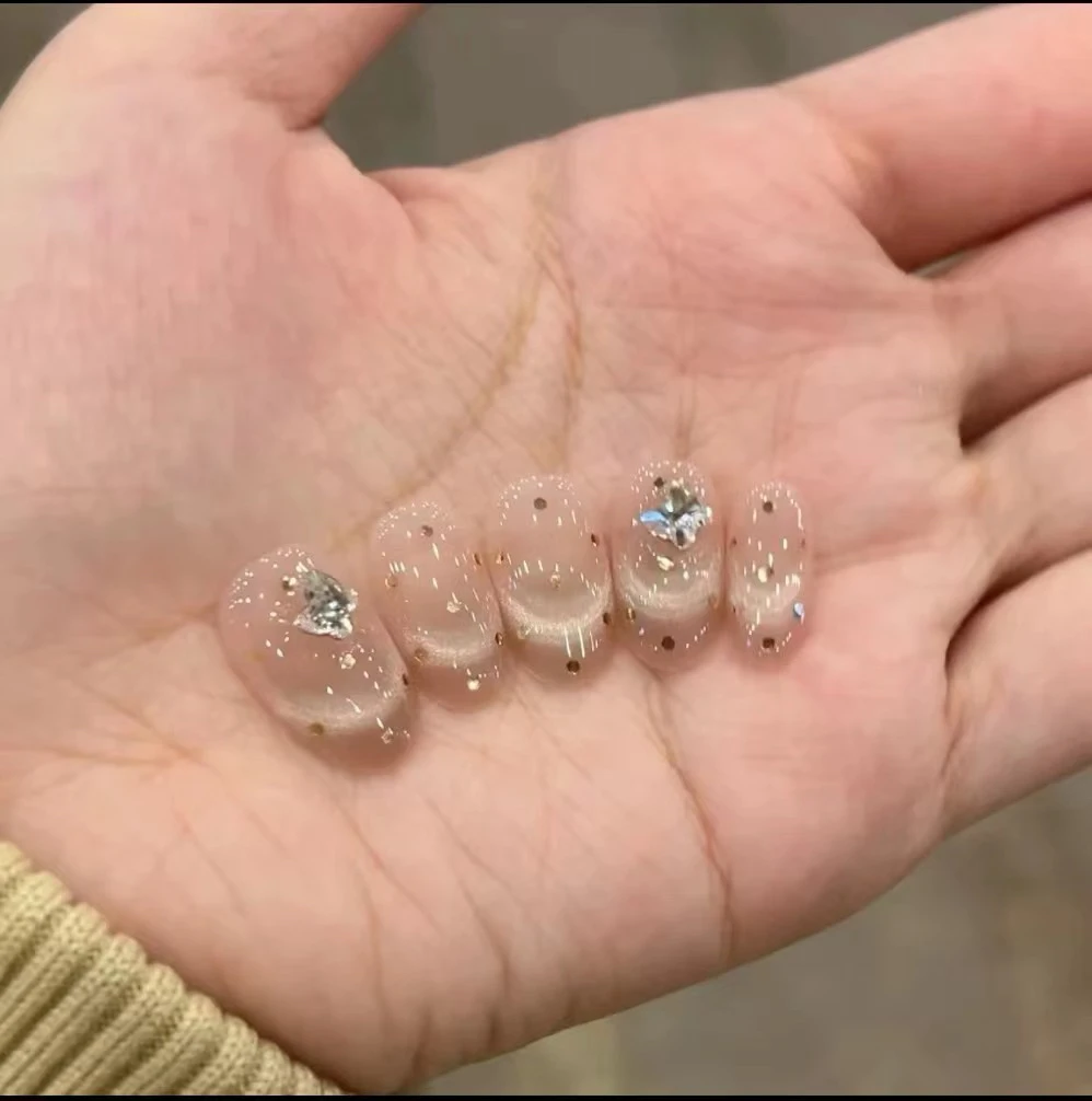 【赫本晚宴】春夏气质显白新款波点ins猫眼蝴蝶钻纯手工穿戴美甲