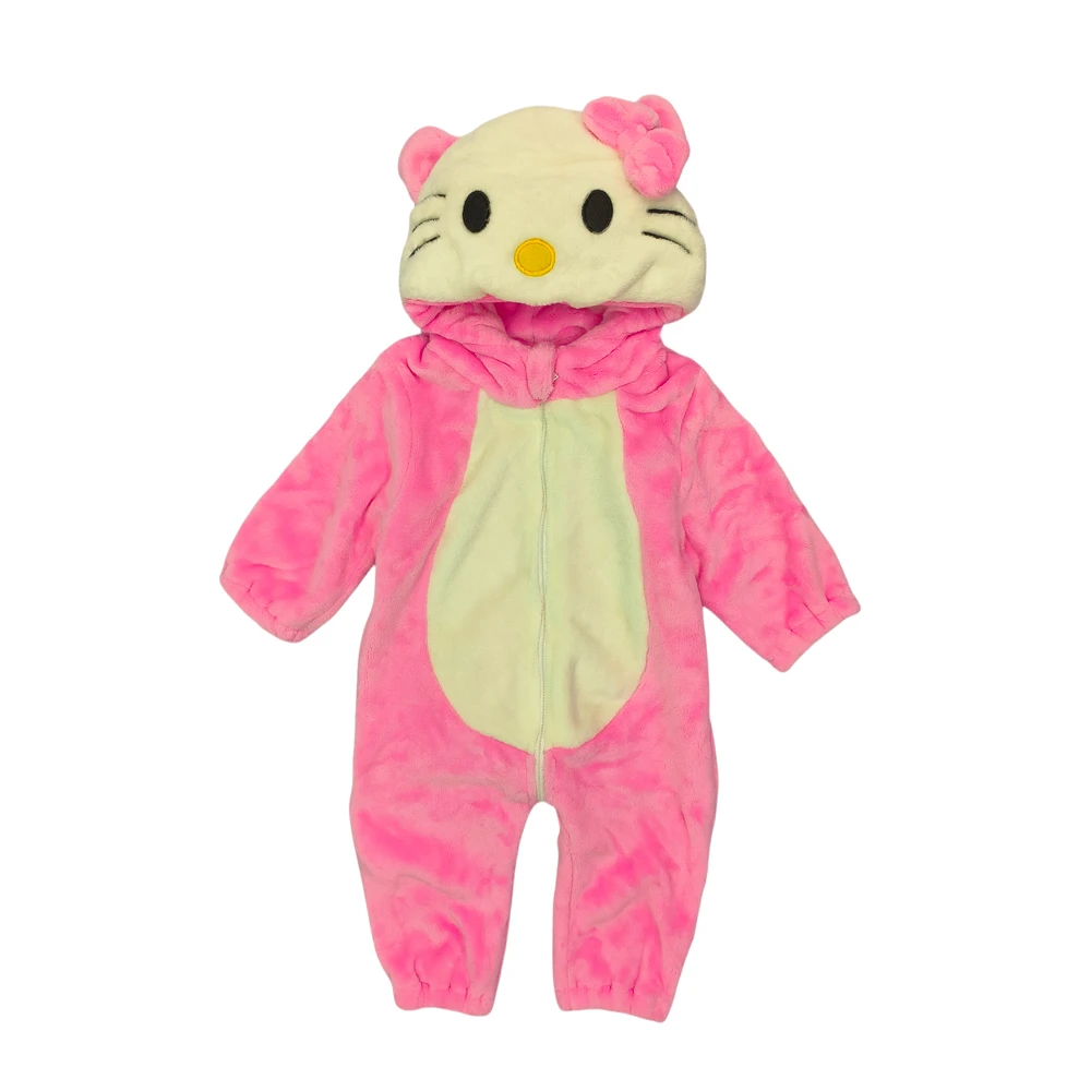 水貂绒小童连体衣睡衣加厚棉衣儿童恐龙女童婴儿幼儿宝宝卡通秋冬