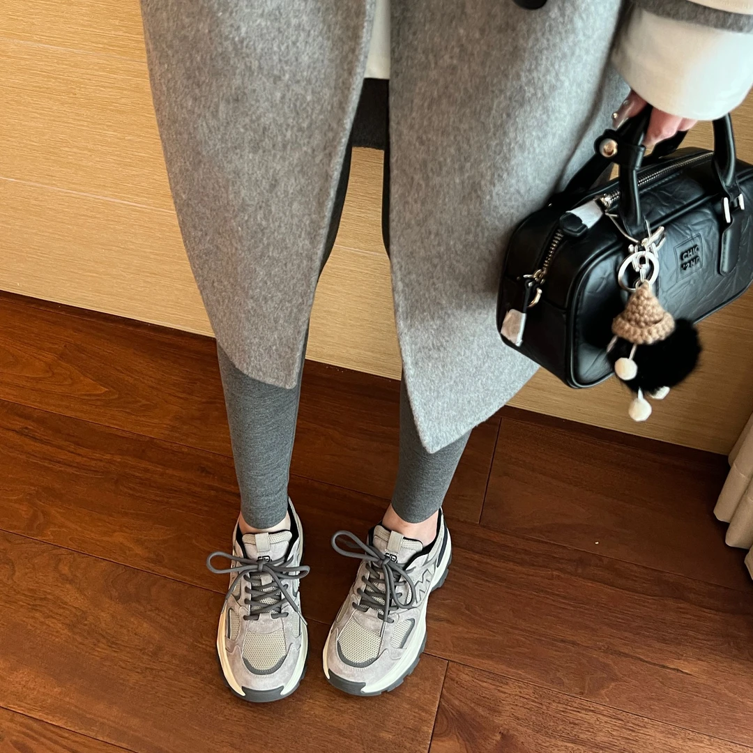 5677~复古增高厚底老爹鞋女新款透气休闲运动鞋&跟高5cm