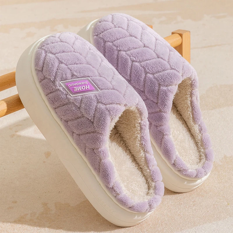 棉拖鞋女秋冬季室内家居家用防滑厚底踩屎感保暖加绒舒适软底拖鞋