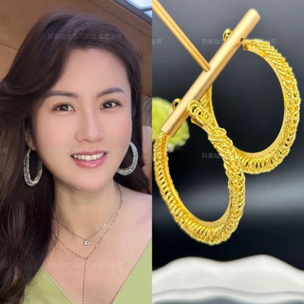 铜合金耳饰 欧美时尚耳畔圆舞曲走秀款手工轻奢金色大耳环大耳圈