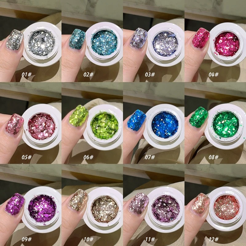 暮色罗格泰闪辣2024夏季显白新款爆闪亮片热门流行色组合甲油胶