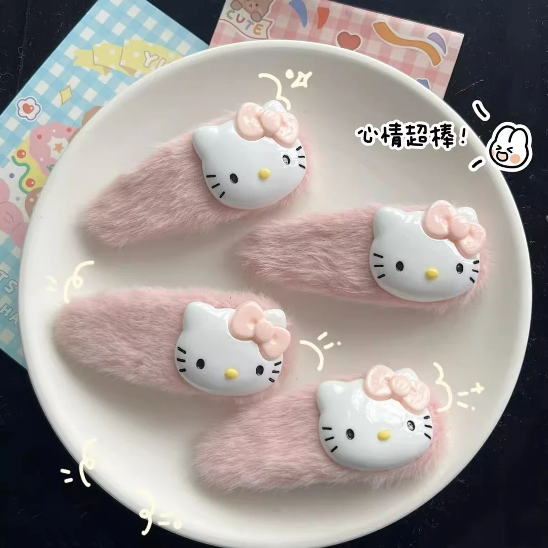 秋季套装毛绒KT猫发夹女日系可爱卡通发卡头饰学生刘海夹侧边夹Z