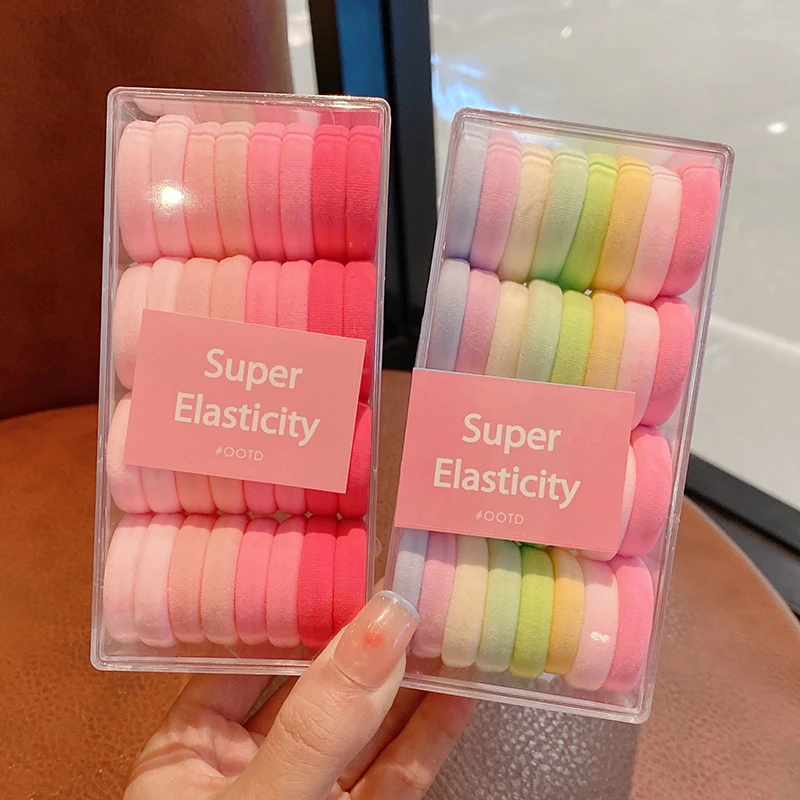 【罐装32根】儿童可爱渐变色发圈发饰皮筋女童毛巾圈不伤发头绳Z